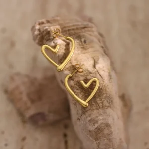 Alternative view of Aretes "Open Heart" en Acero Inoxidable y Chapado en Oro