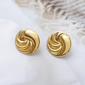 Aretes Circulares con Espiral en Acero Inoxidable de Titanio