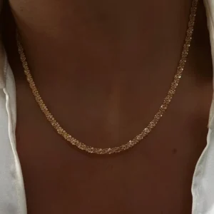 Collar "Chou-Fleur Mini"en Acero Inoxidable y Chapado en Oro de 18K