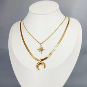 Collar "Moon & Star" en Acero Inoxidable de Titanio