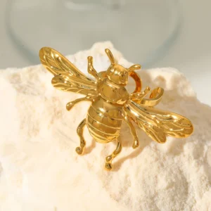 Anillo "Néctar" en Acero Inoxidable y Chapado en Oro de 18K