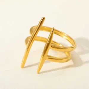 Anillo "Paralelas Mini" en Acero Inoxidable y Chapado en Oro de 18K