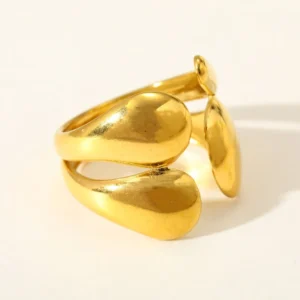 Alternative view of Anillo "Ligora" en Acero Inoxidable y Chapado en Oro de 18K