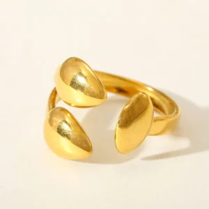 Alternative view of Anillo "Morpha" en Acero Inoxidable y Chapado en Oro de 18K