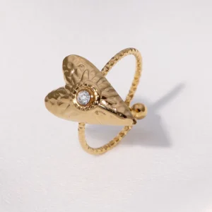 Anillo "Heart Shine" en Acero Inoxidable y Chapado en Oro de 18K
