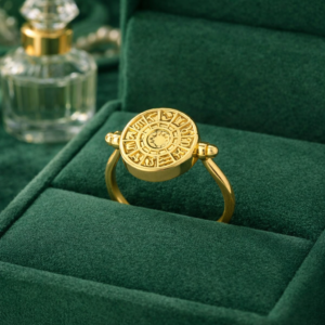 Anillo "Zodiaco" en Acero Inoxidable y Chapado en Oro de 18K