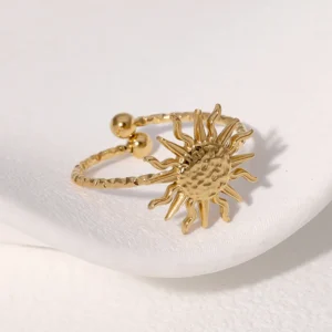 Alternative view of Anillo "Solaris" en Acero Inoxidable y Chapado en Oro de 18K