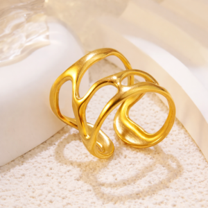 Anillo "Wet Paint" en Acero Inoxidable y Chapado en Oro de 18K