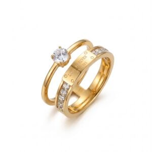 Alternative view of Anillo "Strata" con Zirconias en Acero Inoxidable de Titanio