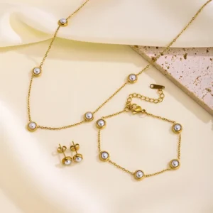 Alternative view of Aretes "Pearl Studs" en Acero Inoxidable de Titanio