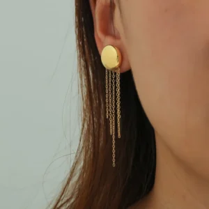 Aretes Largos "Rainy Day" en Acero Inoxidable y Chapado en Oro de 18K