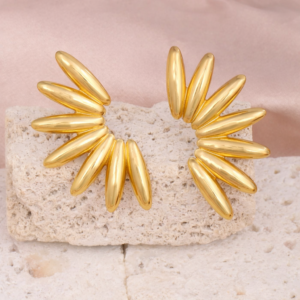 Aretes "Rays" en Acero Inoxidable y Chapado en Oro de 18K