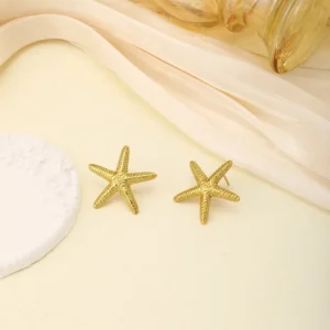 Alternative view of Aretes "Starfish" en Acero Inoxidable y Chapado en Oro de 18K