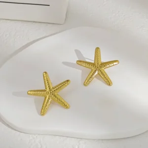 Aretes "Starfish" en Acero Inoxidable y Chapado en Oro de 18K