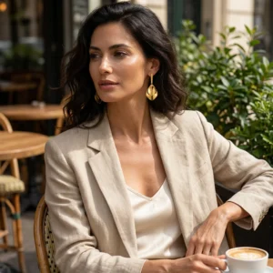 Alternative view of Aretes "Élan" en Acero Inoxidable y Chapado en Oro de 18K