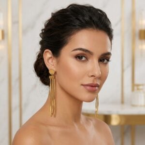 Aretes "Cascada" en Acero Inoxidable y Chapado en Oro de 18K