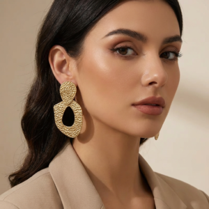 Alternative view of Aretes "Arkaia" en Acero Inoxidable Dorado