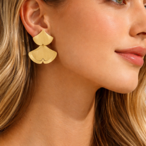 Aretes "Oriental" en Acero Inoxidable y Chapado en Oro de 18K