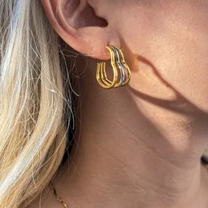 Alternative view of Aretes "Duelle" en Acero Inoxidable y Chapado en Oro de 18K