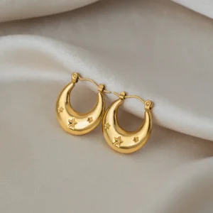 Arracadas "Estrellas" en Acero Inoxidable Dorado