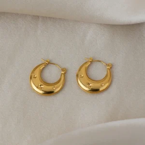 Alternative view of Arracadas "Estrellas" en Acero Inoxidable Dorado