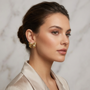 Alternative view of Aretes "Coquette" en Acero Inoxidable Dorado