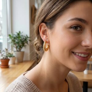 Alternative view of Aretes "Serpentine" en Acero Inoxidable Dorado Chapado en Oro de 18K