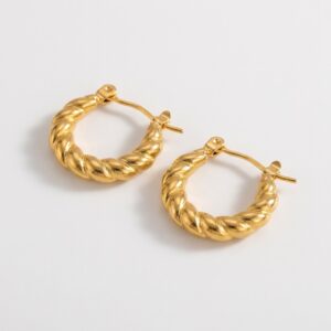 Aretes "Spirale" en Acero Inoxidable y Chapado en Oro de 18K