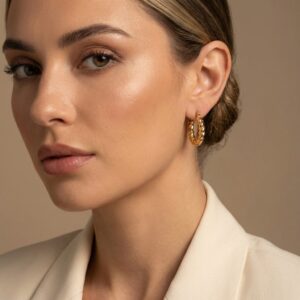 Alternative view of Aretes "Spirale" en Acero Inoxidable y Chapado en Oro de 18K