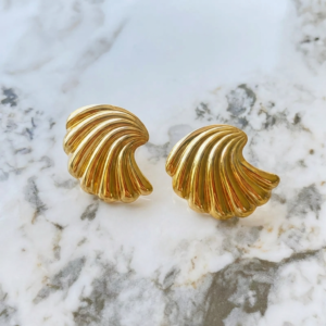 Aretes "Flabellum" en Acero Inoxidable Dorado