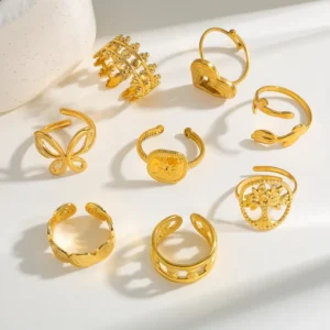 Alternative view of Anillo "Rose" en Acero Inoxidable y Chapado en Oro de 18K