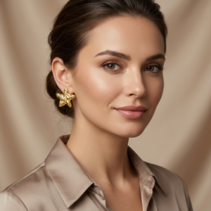 Alternative view of Aretes "Asteria" en Acero Inoxidable Dorado