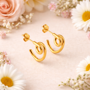 Aretes "Engine" en Acero Inoxidable y Chapado en Oro de 18K