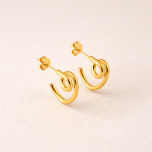 Alternative view of Aretes "Engine" en Acero Inoxidable y Chapado en Oro de 18K