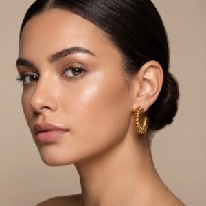 Alternative view of Aretes "Spira" en Acero Inoxidable Dorado