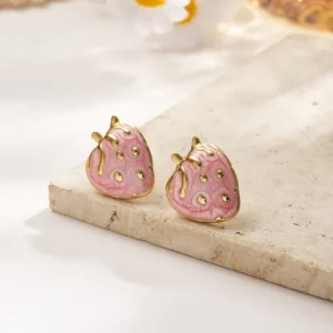 Aretes "Strawberry" en Acero Inoxidable Quirúrjico