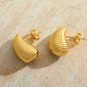Aretes "Coastal Glow" en Acero Inoxidable y Chapado en Oro de 18K