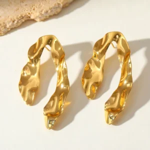 Aretes Statement en Acero Inoxidable y Chapado en Oro de 18K