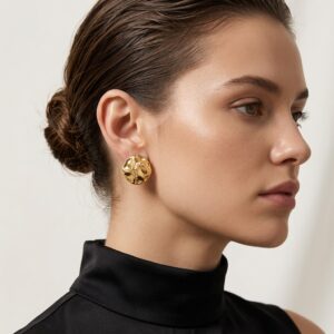 Aretes "Petra" en Acero Inoxidable y Chapado en Oro de 18K