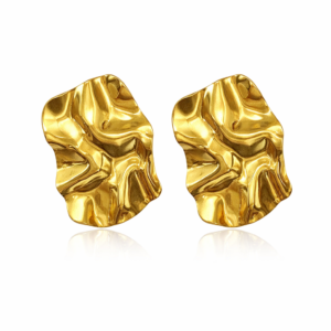Aretes "Crepé" en Acero Inoxidable Dorado