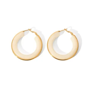 Aretes "Ivory" en Acero Inoxidable y Chapado en Oro de 18K