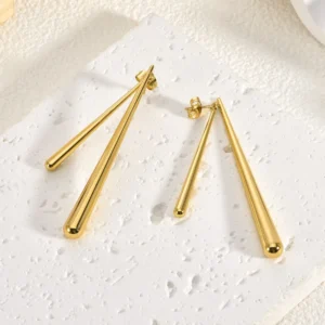 Aretes "Windchimes" en Acero Inoxidable y Chapado en Oro de 18K