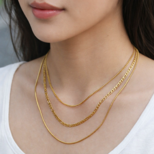 Alternative view of Collar Multicadena "Trío" en Acero Inoxidable