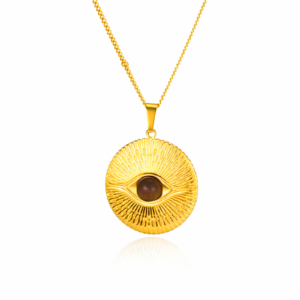 Collar "Ojo del Desierto" en Acero Inoxidable y Chapado en Oro de 18K