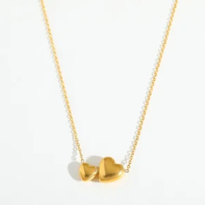 Alternative view of Collar "Couple of Hearts" en Acero Inoxidable y Chapado en Oro de 18K