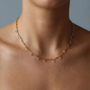 Alternative view of Collar "Princess Fairy" con Zirconias de Colores en Acero Inoxidable y Chapado en Oro de 18K