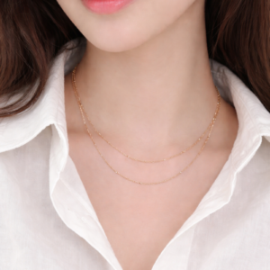 Alternative view of Collar de Cadena Doble Minimalista en Acero Inoxidable Dorado