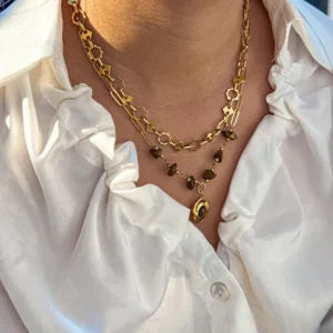 Alternative view of Collar "Engrane" en Acero Inoxidable y Chapado en Oro de 18K