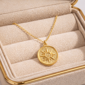 Collar con Pendiente de Sol en Acero Inoxidable y Chapado en Oro de 18K