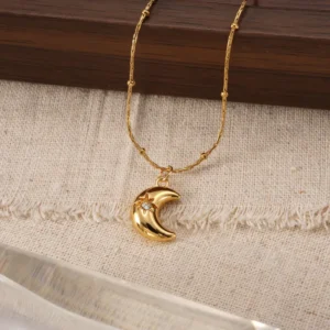 Alternative view of Collar "Moon Light" en Acero Inoxidable y Chapado en Oro de 18K